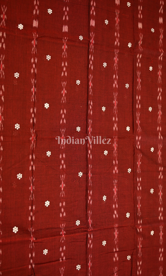 Maroon Black Buti Odisha Ikat Sambalpuri Cotton Dress set with Dupatta 
