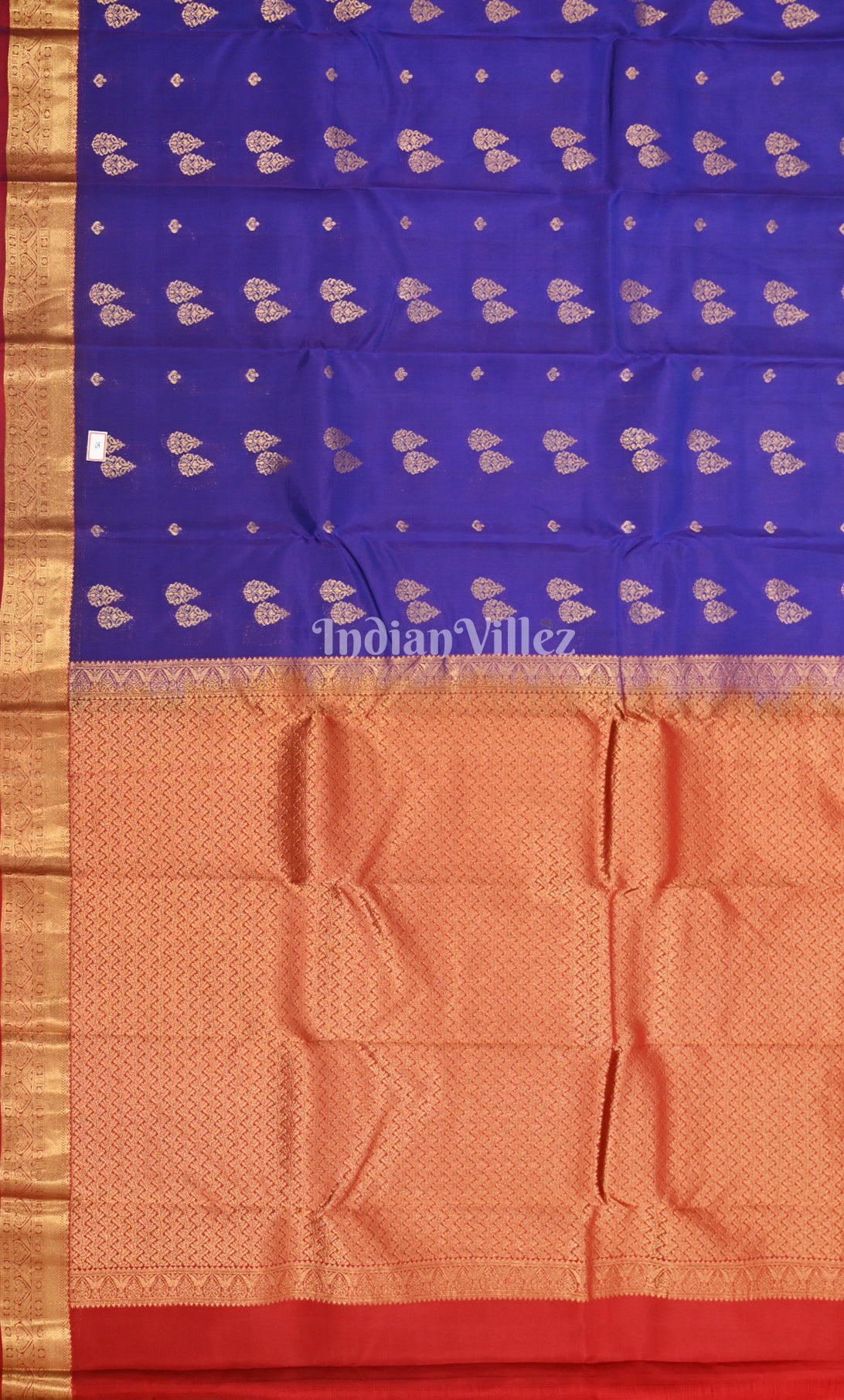 Royal Blue Red Zari woven Pure Kanjivaram Silk Saree
