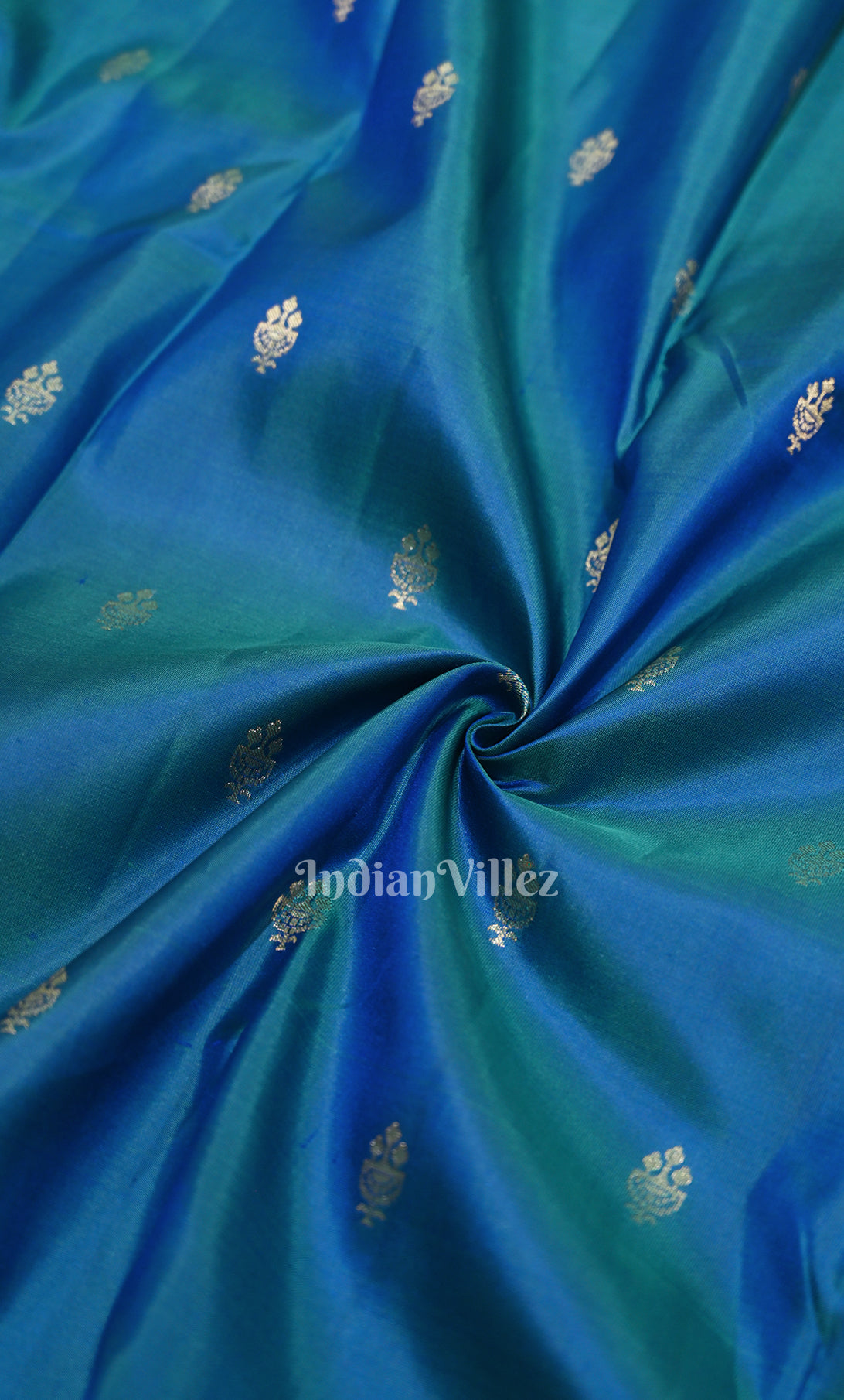 Teal Blue Brocade Pure Kanjivaram Silk Saree