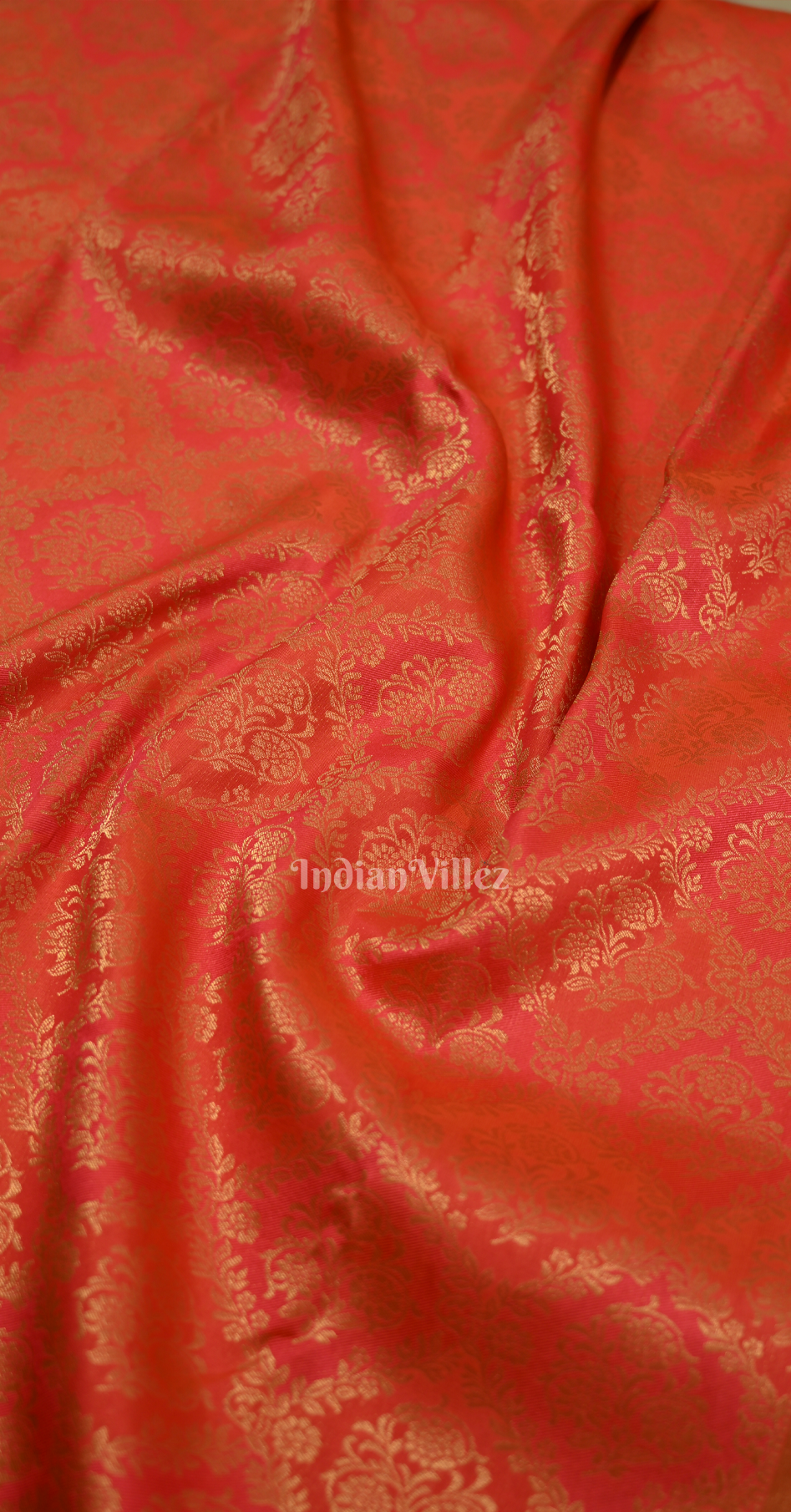 Exclusive Red  Diamond Floral Brocade Pure Kanjivaram Silk Saree