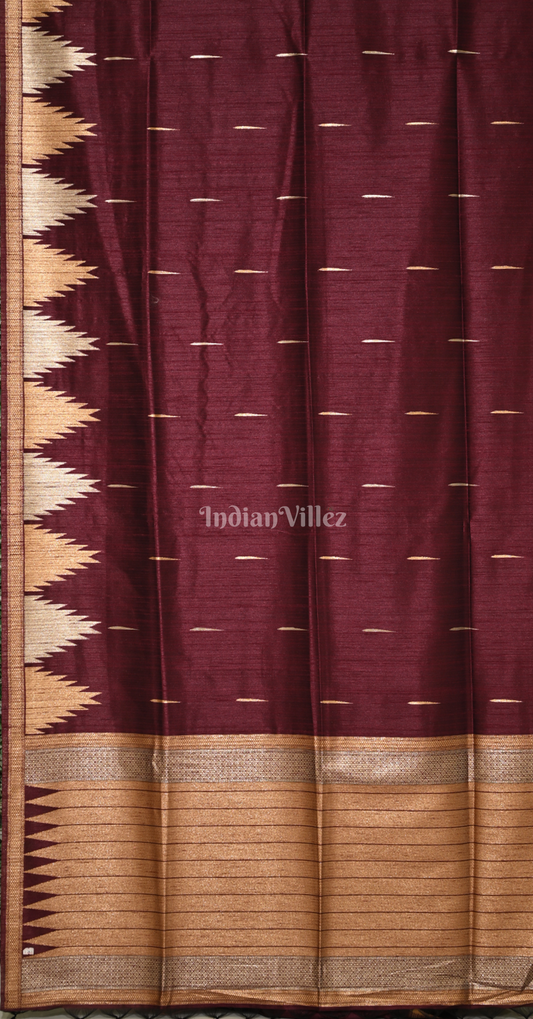 Maroon Tussar Silk Saree
