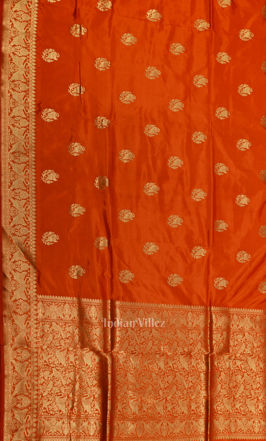 Exclusive Dark Orange Pure Katan Silk Banarasi Saree 