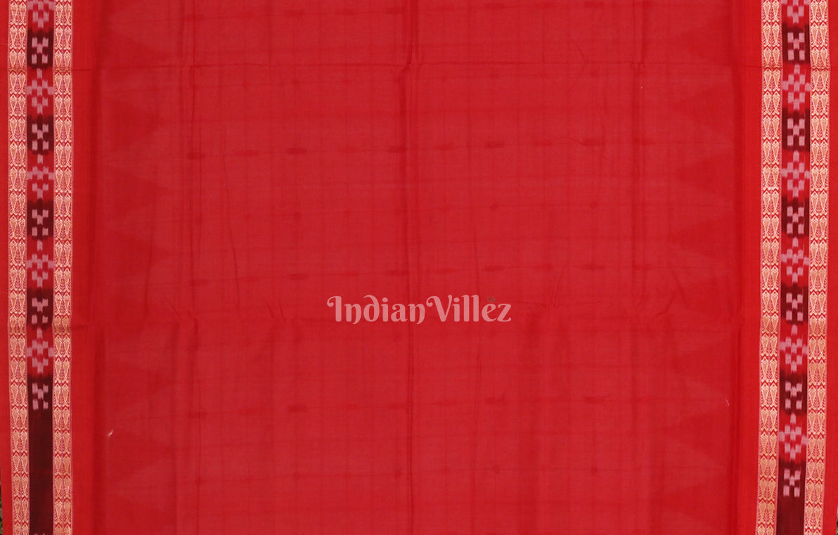 White Red Pasapali Border Odisha Ikat Sambalpuri Cotton Saree