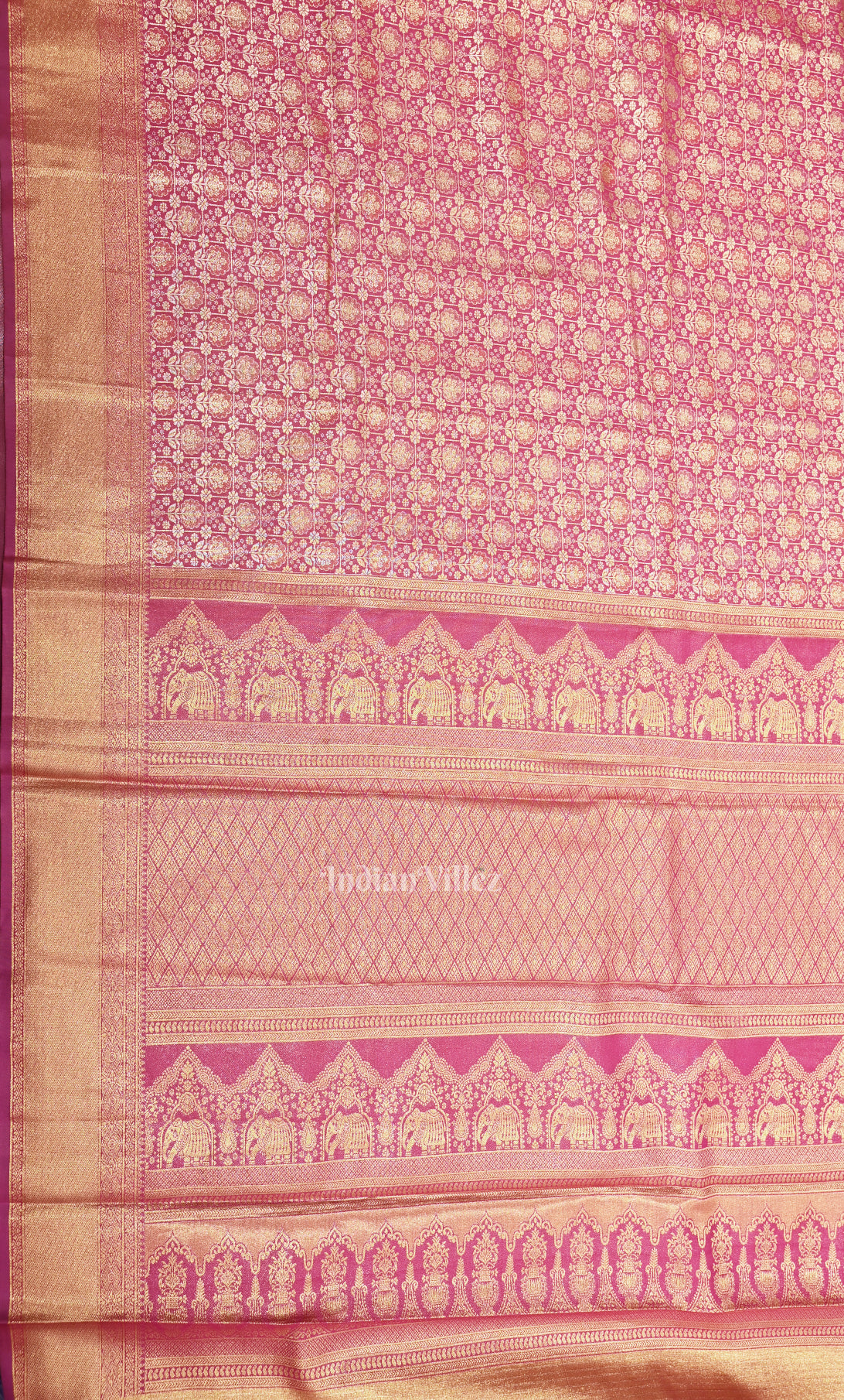 Rani Pink Pure Brocade Kanjivaram Tissue Silk Saree