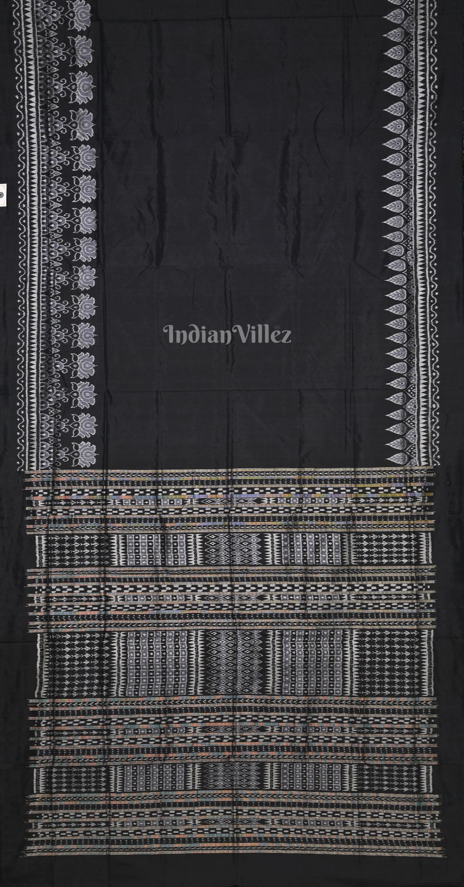 Black Lotus Scot Odisha Ikat Contemporary Designer Silk Saree