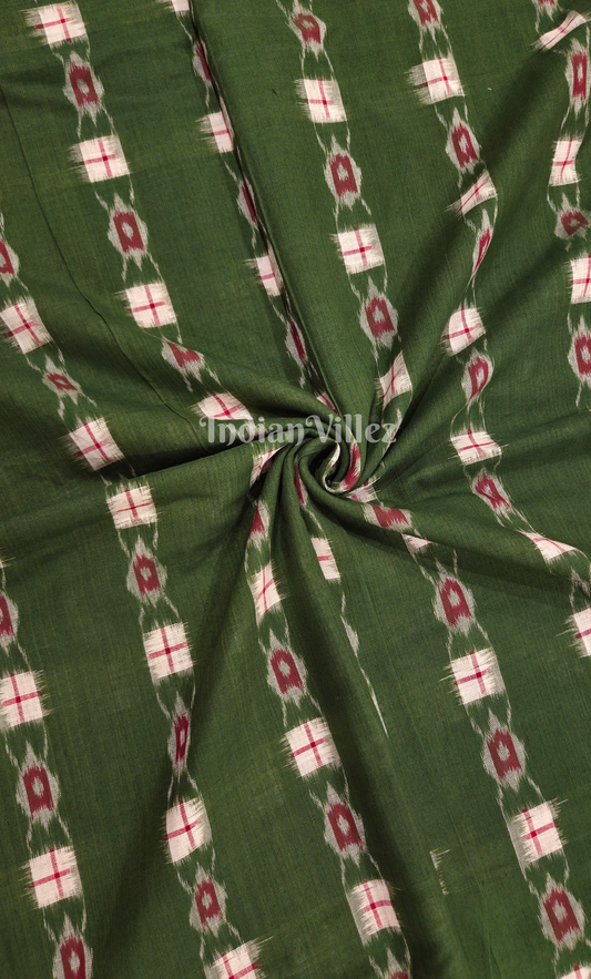  Green Turtle Pasapali Odisha Ikat Sambalpuri Cotton Fabric 