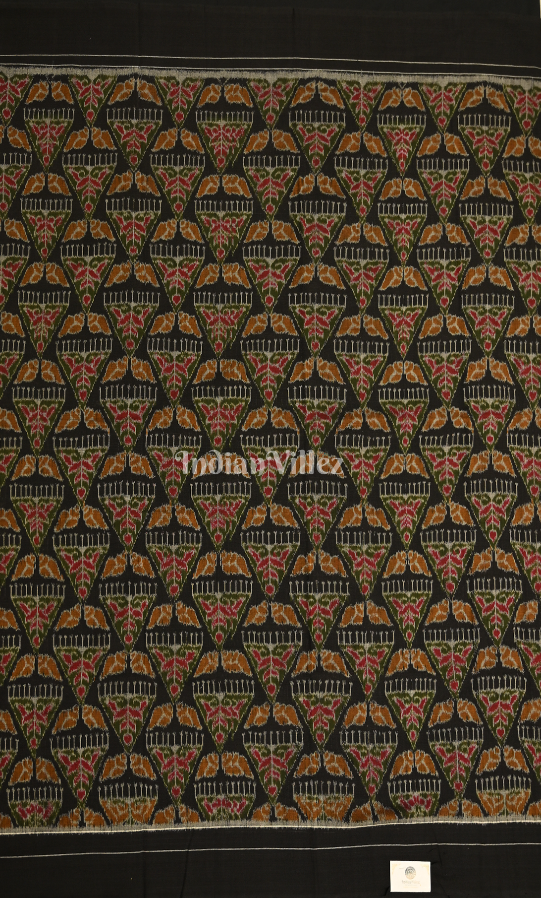 Black Red  Tribal Design Odisha Ikat Sambalpuri Dress Set & Dupatta 