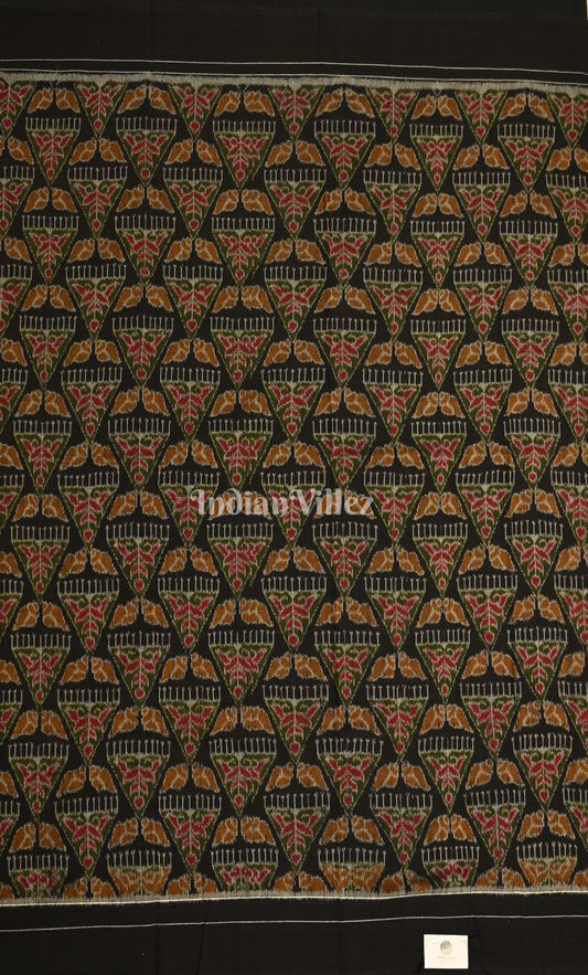 Black Red  Tribal Design Odisha Ikat Sambalpuri Dress Set & Dupatta 