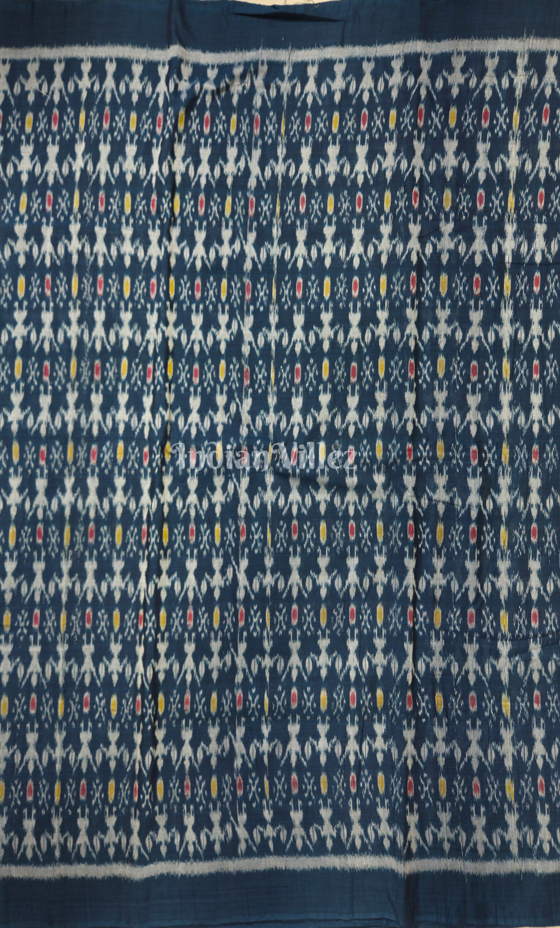 Peacock Blue Tribal Theme Odisha Ikat Sambalpuri Cotton Fabric 