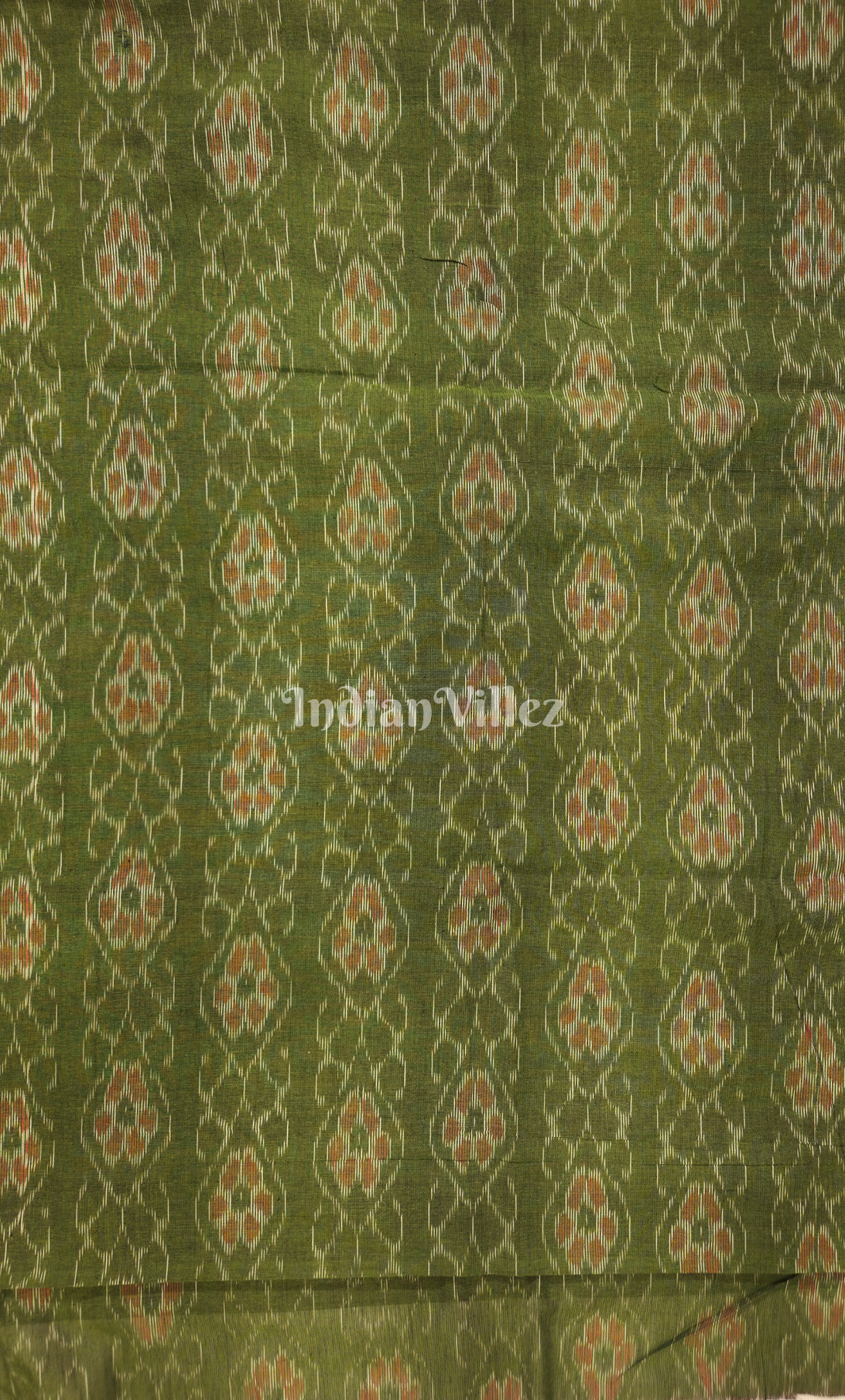 Green Floral Theme Odisha Ikat Sambalpuri Cotton Fabric 