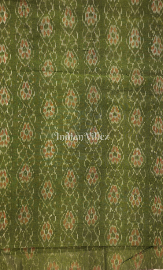 Green Floral Theme Odisha Ikat Sambalpuri Cotton Fabric 