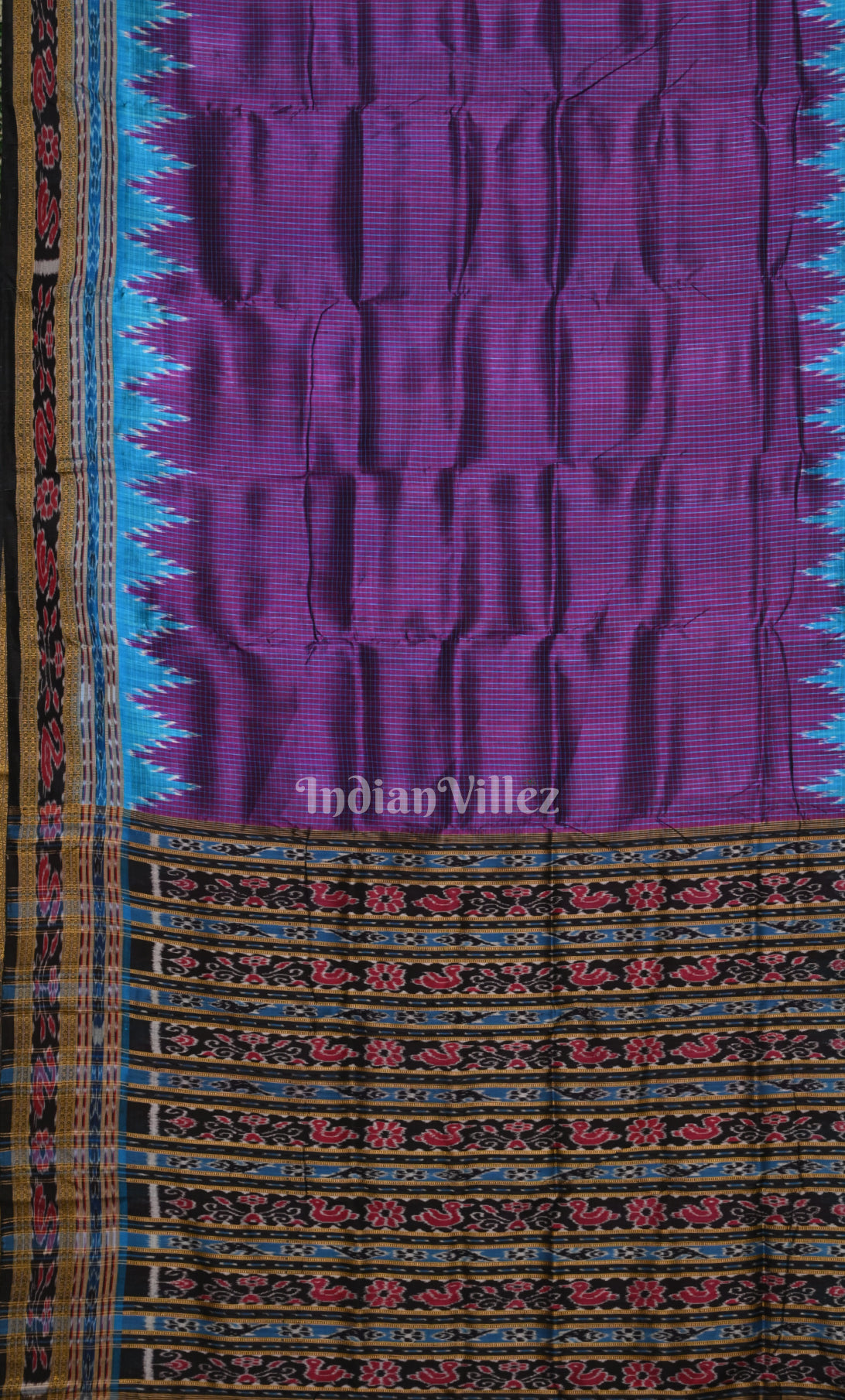 Purple Black Sachipar Odisha Ikat Khandua Silk Saree