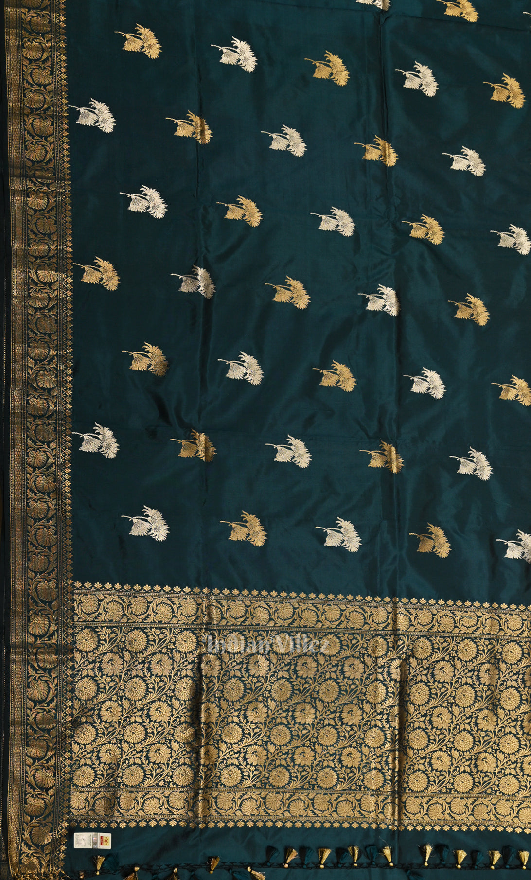 Bottle Green Pure Katan Silk Banarasi Saree