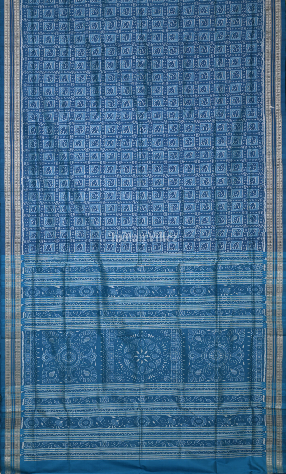 Sky Blue Odisha Ikat Sambalpuri Silk Saree