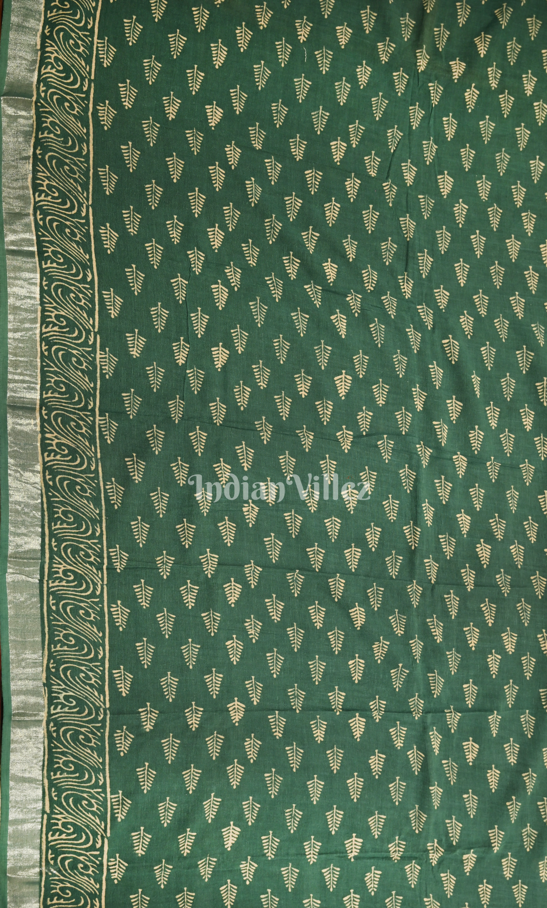 Teal Green Block Printed Cotton Suit Sets 