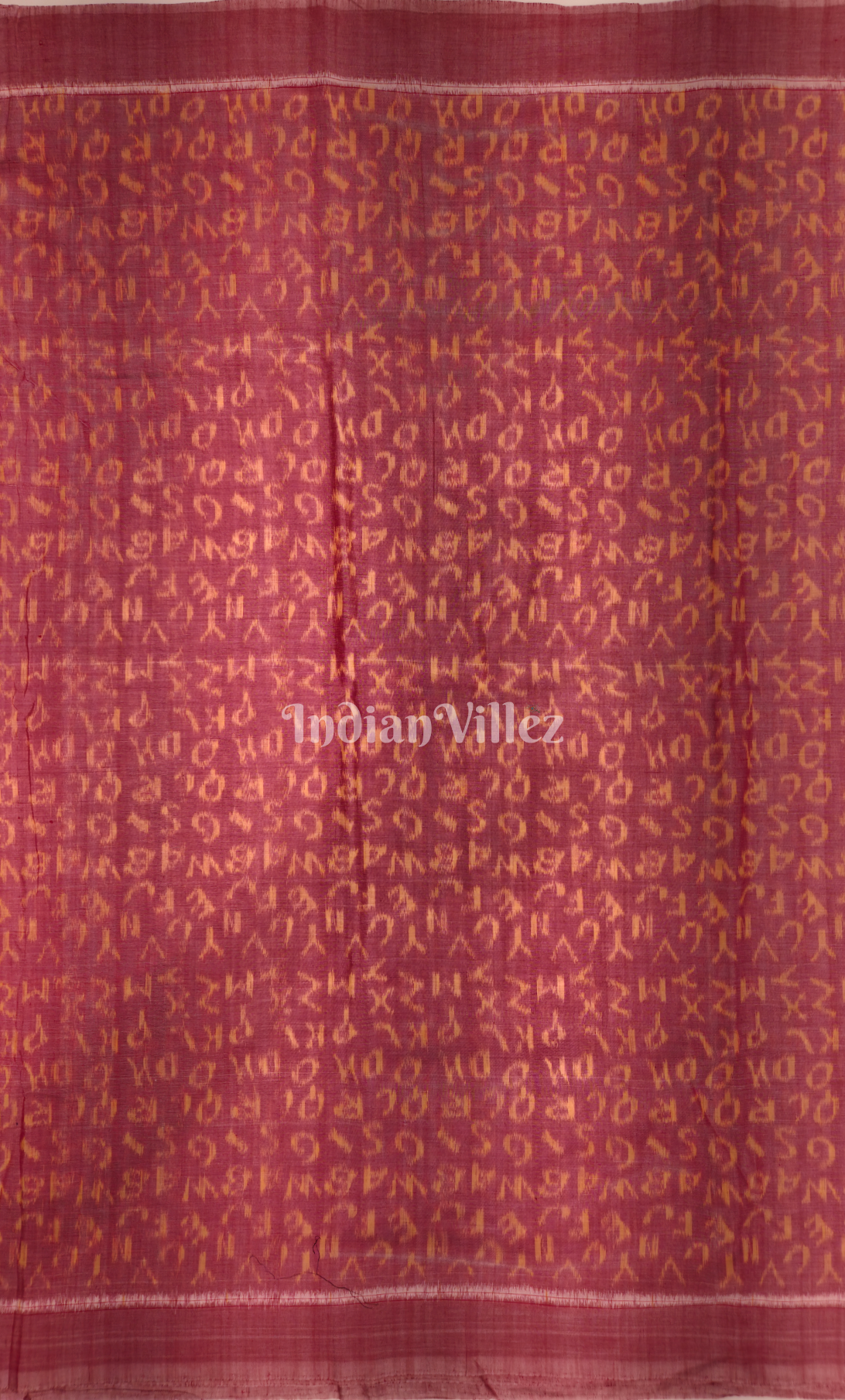Maroon Alphabet Theme Odisha Ikat Sambalpuri Cotton Fabric
