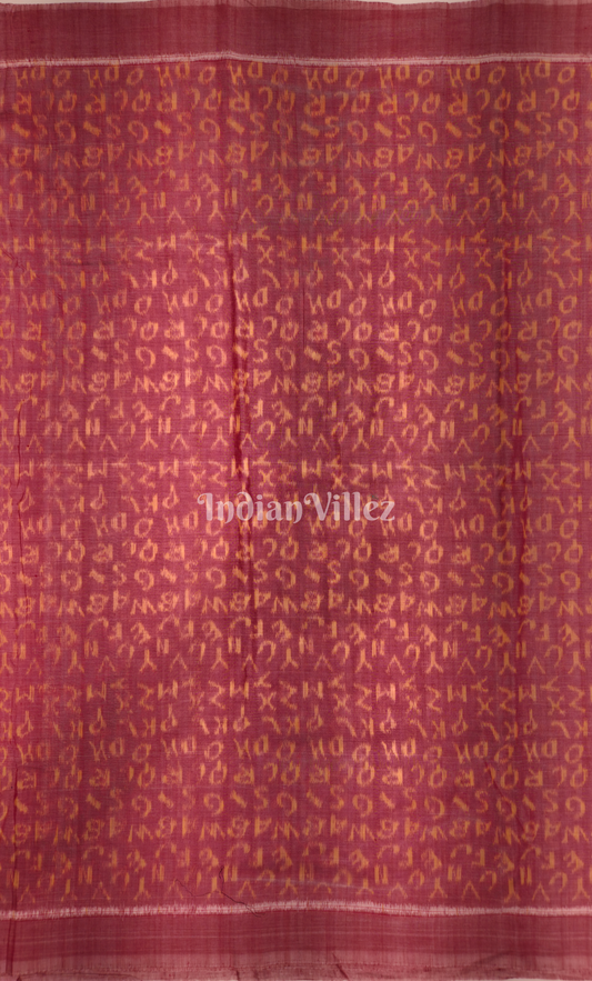 Maroon Alphabet Theme Odisha Ikat Sambalpuri Cotton Fabric