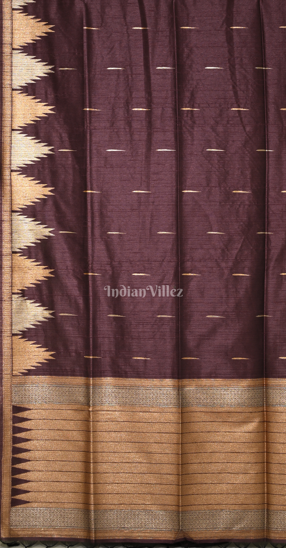 Coffee Phoda Kumbha Tussar Silk Saree