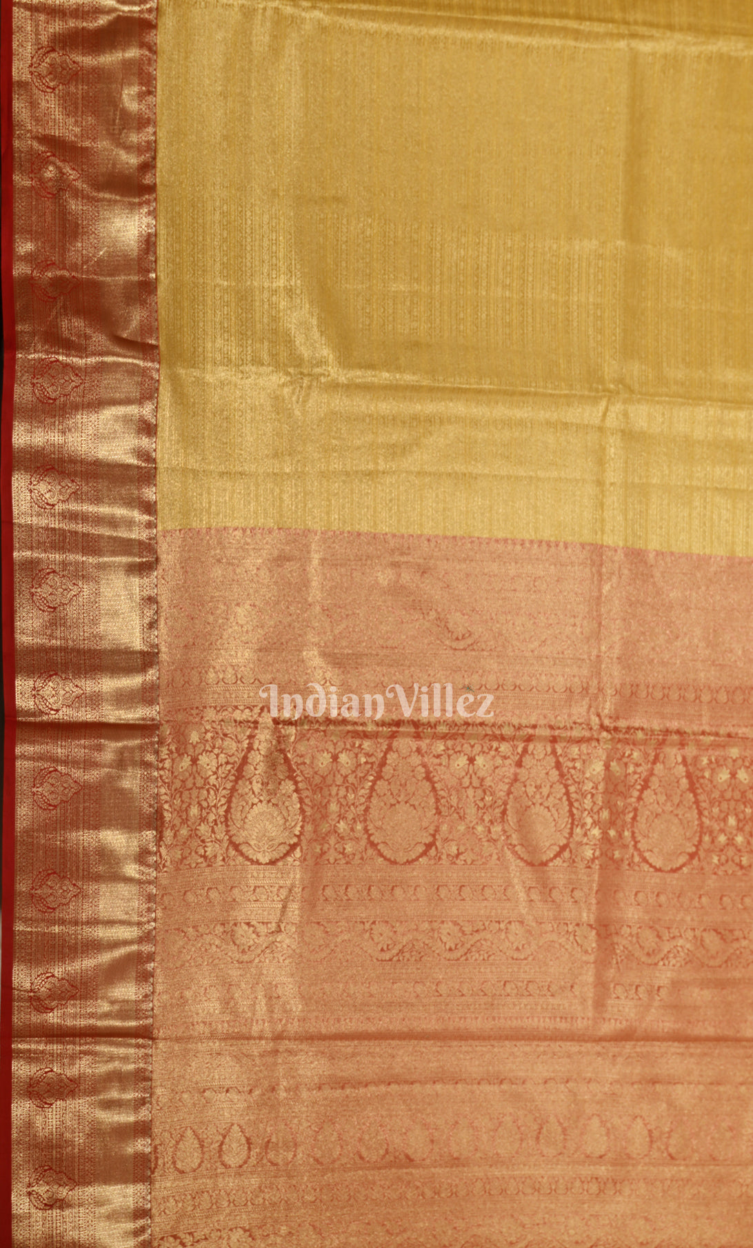 Exclusive Bridal Mustard Yellow Red Brocade Pure Kanjivaram Silk Saree 