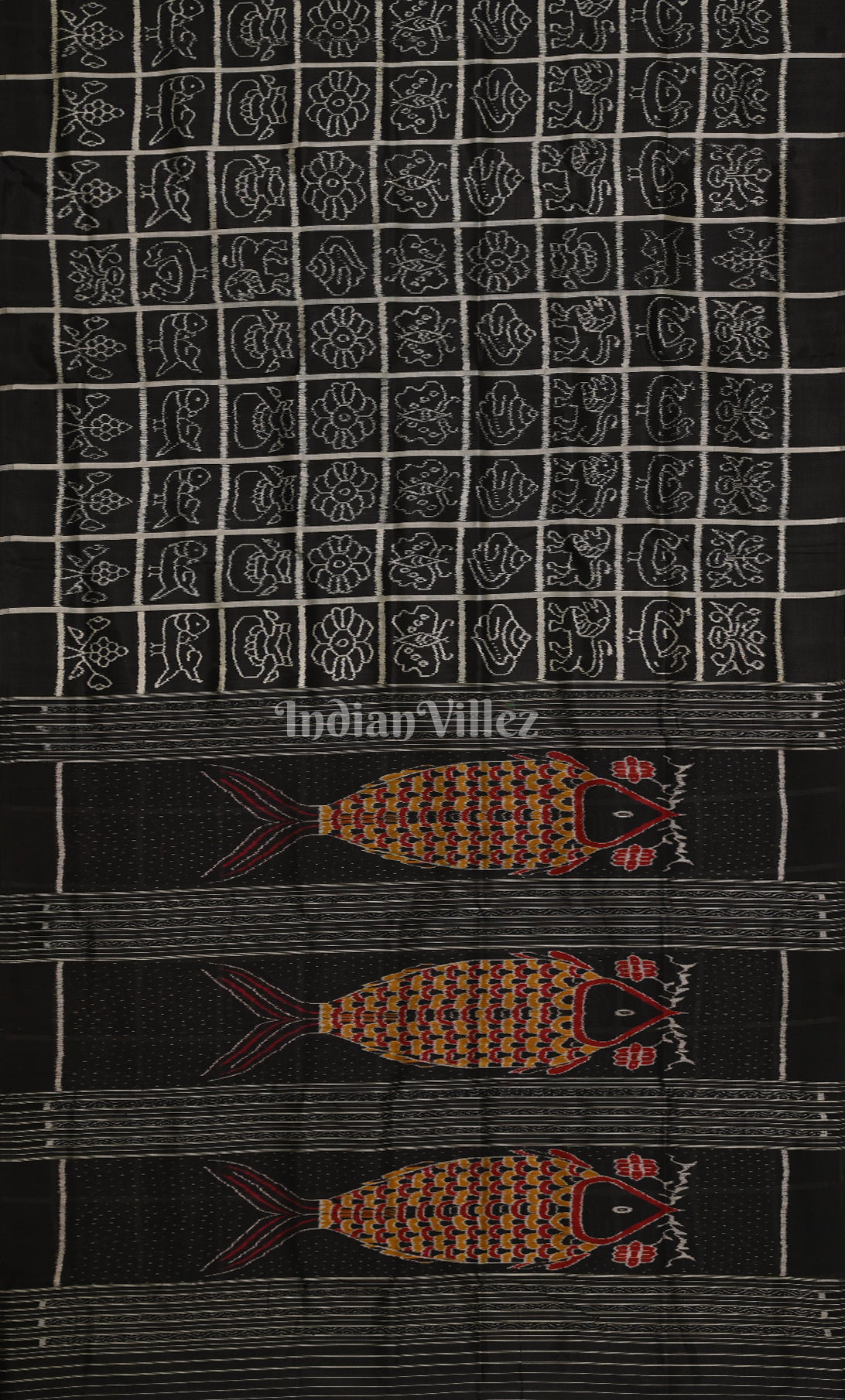 Black Nabakothi Odisha Ikat Contemporary Designer Silk Saree