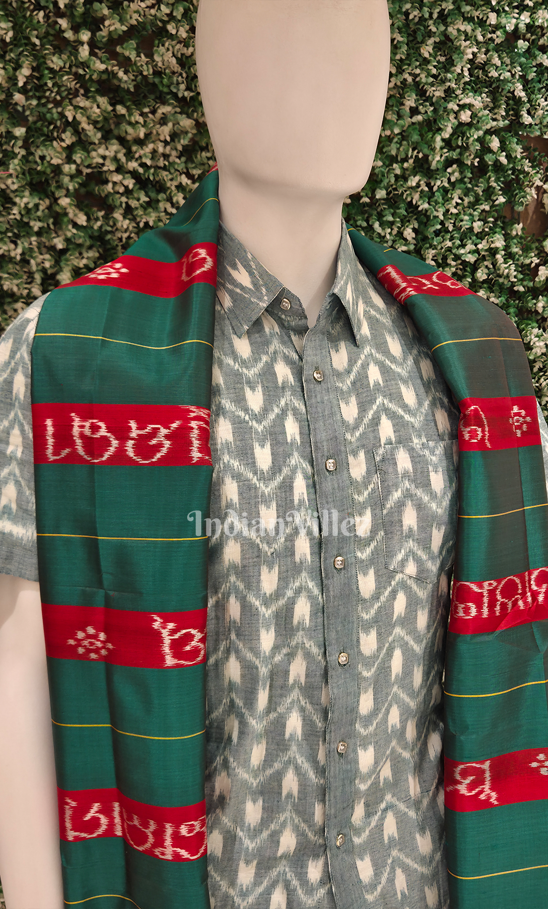  Green Red Gita Govinda Odisha Handloom Dupatta 