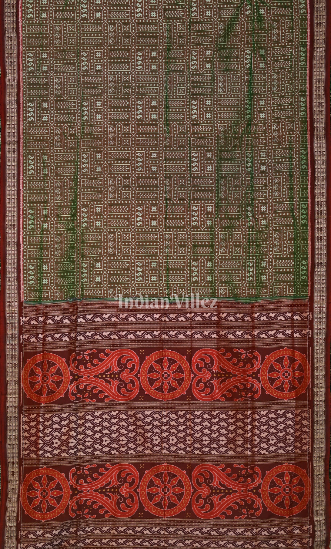 Maroon Tribal Theme Odisha Ikat Sambalpuri Silk Saree