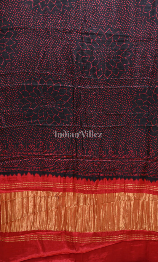 Purple Red Digital Print Gajji Silk Saree