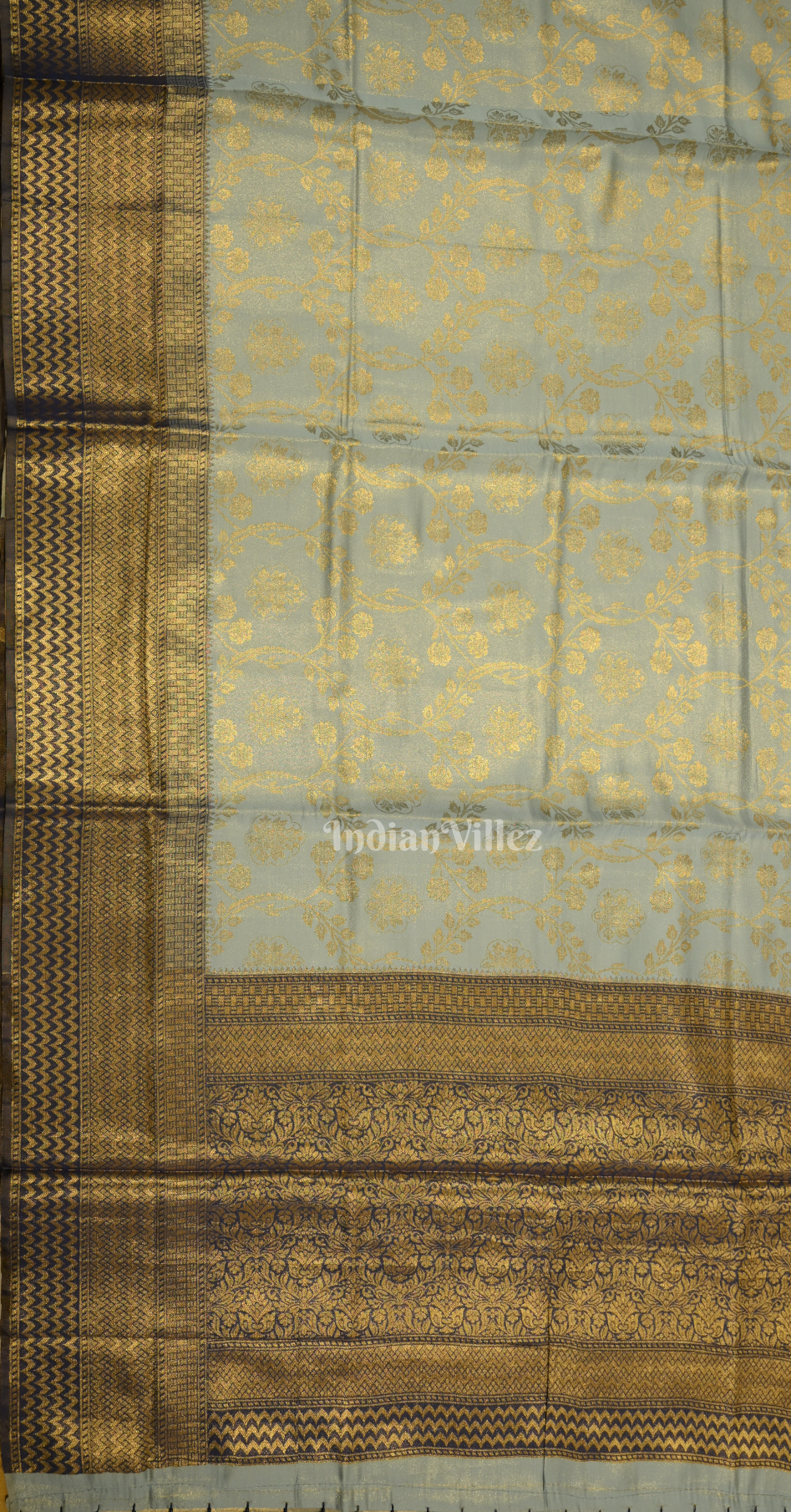 Hazy Blue Pure Tissue Kanjivaram Silk Saree - Exclusive Bridal Collection