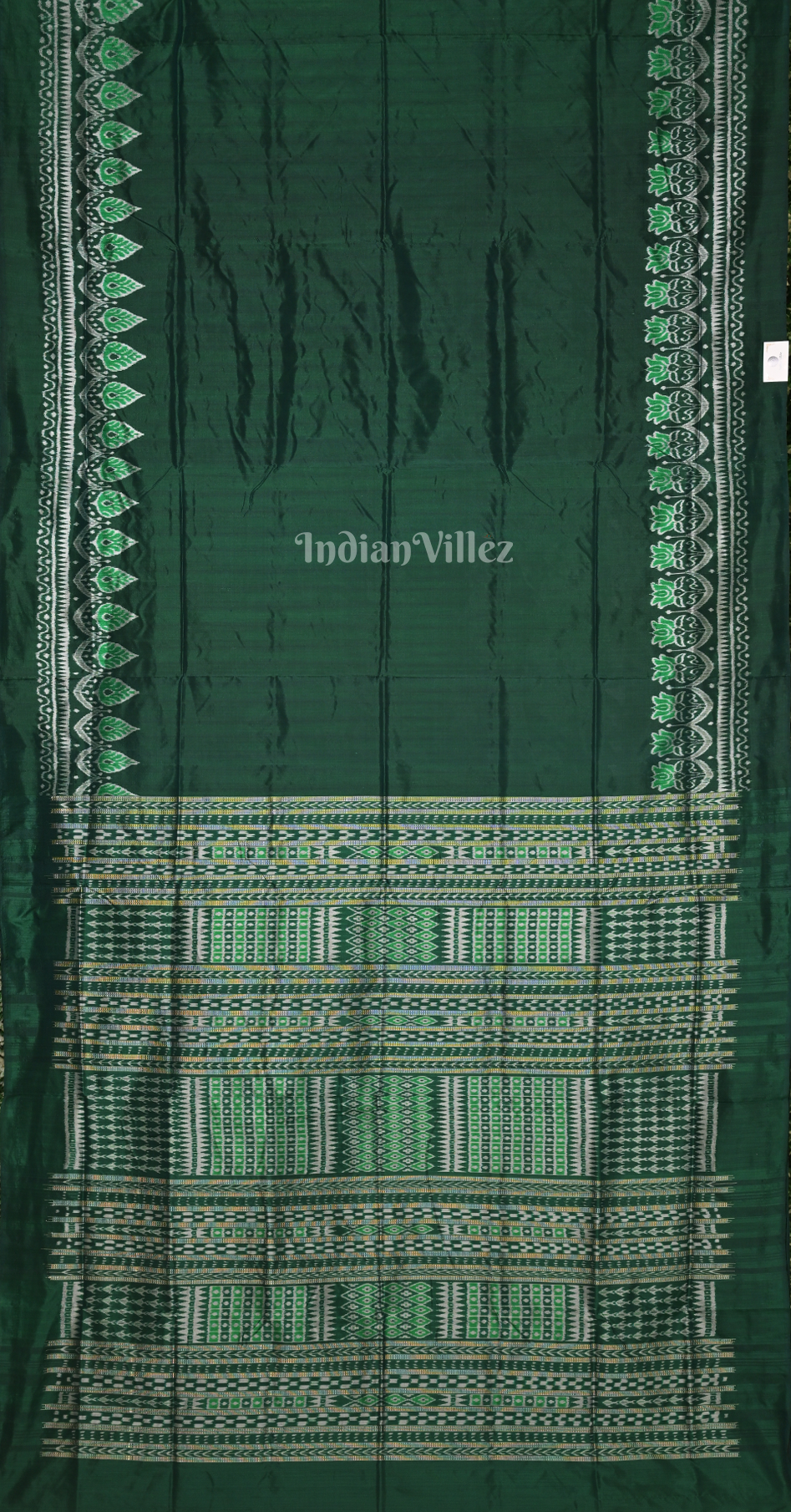 Green Lotus Scot Odisha Ikat Contemporary Designer Silk Saree 