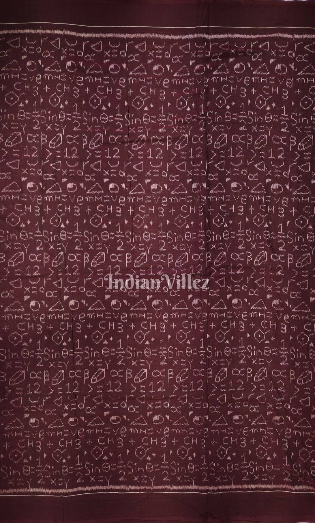 Coffee Chemical Formula Theme Sambalpuri Odisha Ikat Cotton Fabric
