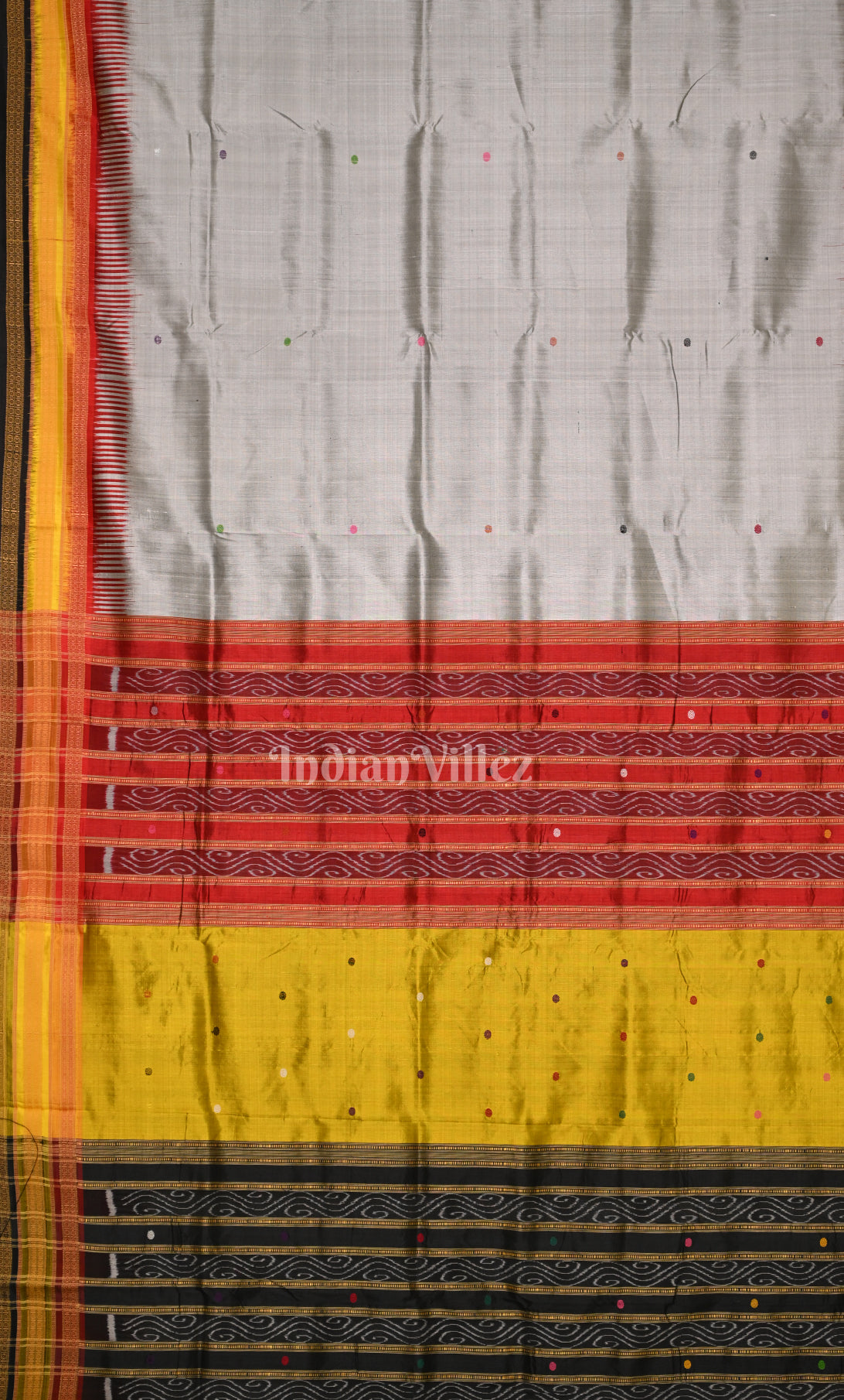 Cement Black Odisha Ikat Kathiphera Khandua Silk Saree
