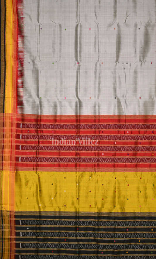 Cement Black Odisha Ikat Kathiphera Khandua Silk Saree