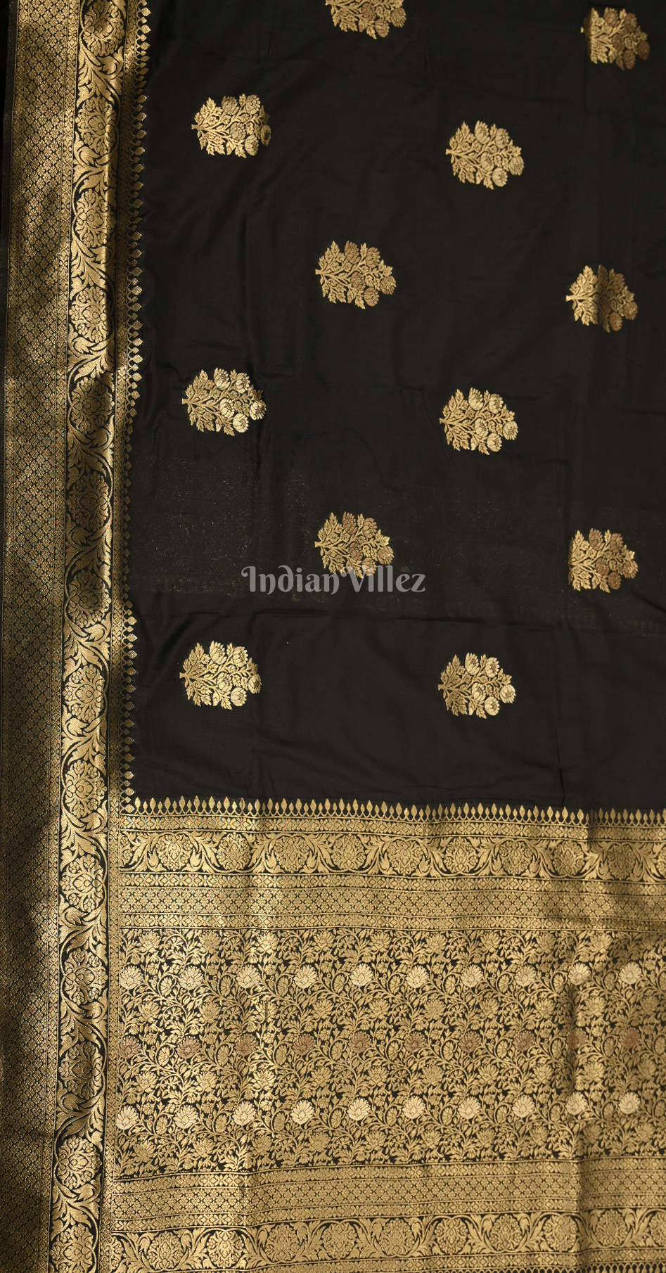 Black Pure Khaddi Gergette Banarasi with Nylon Weaving