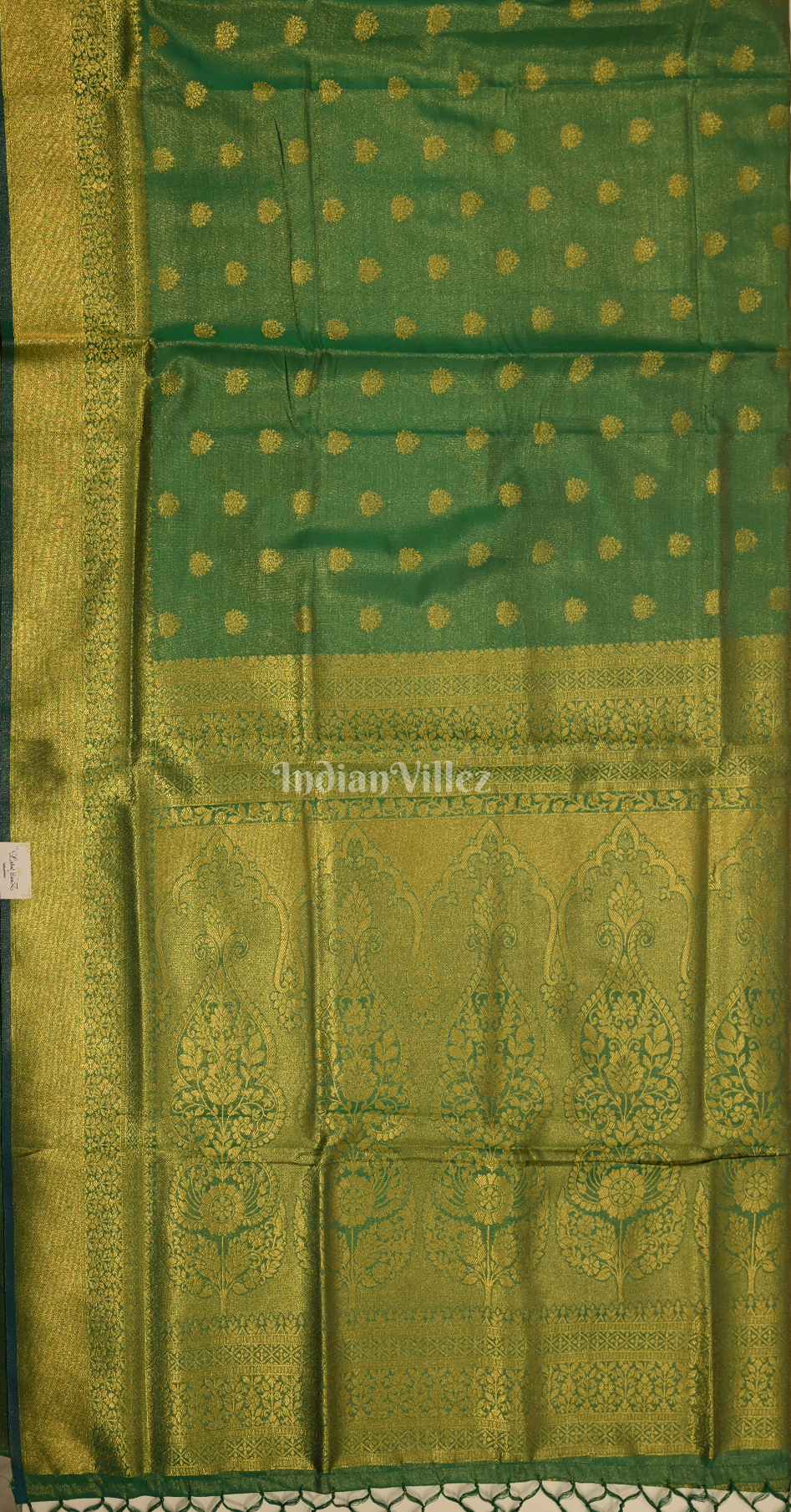 Rama Green Zari Base Tissue Banarasi Saree