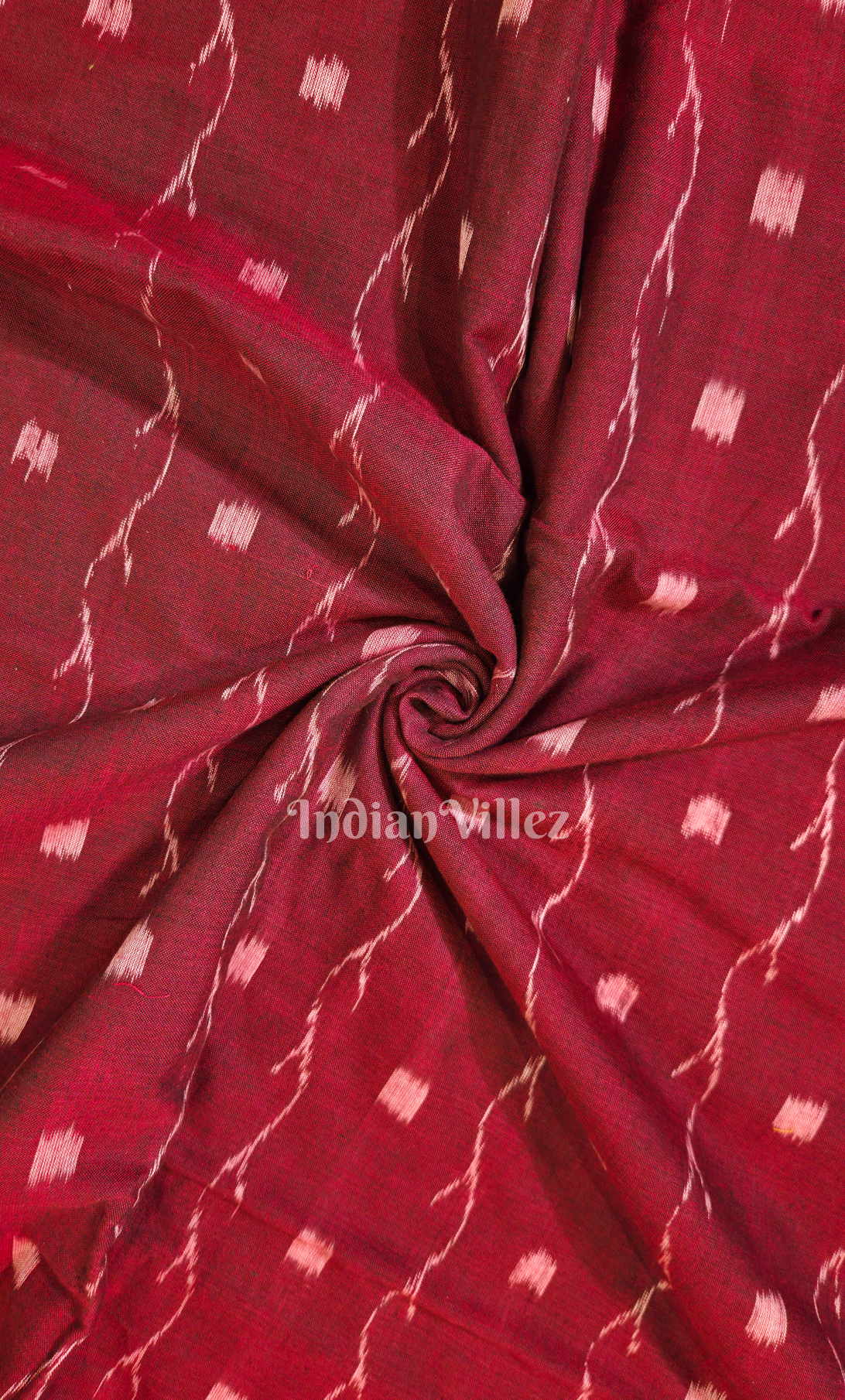 Red Maroon Tipa Design Odisha Ikat Sambalpuri Cotton Fabric 
