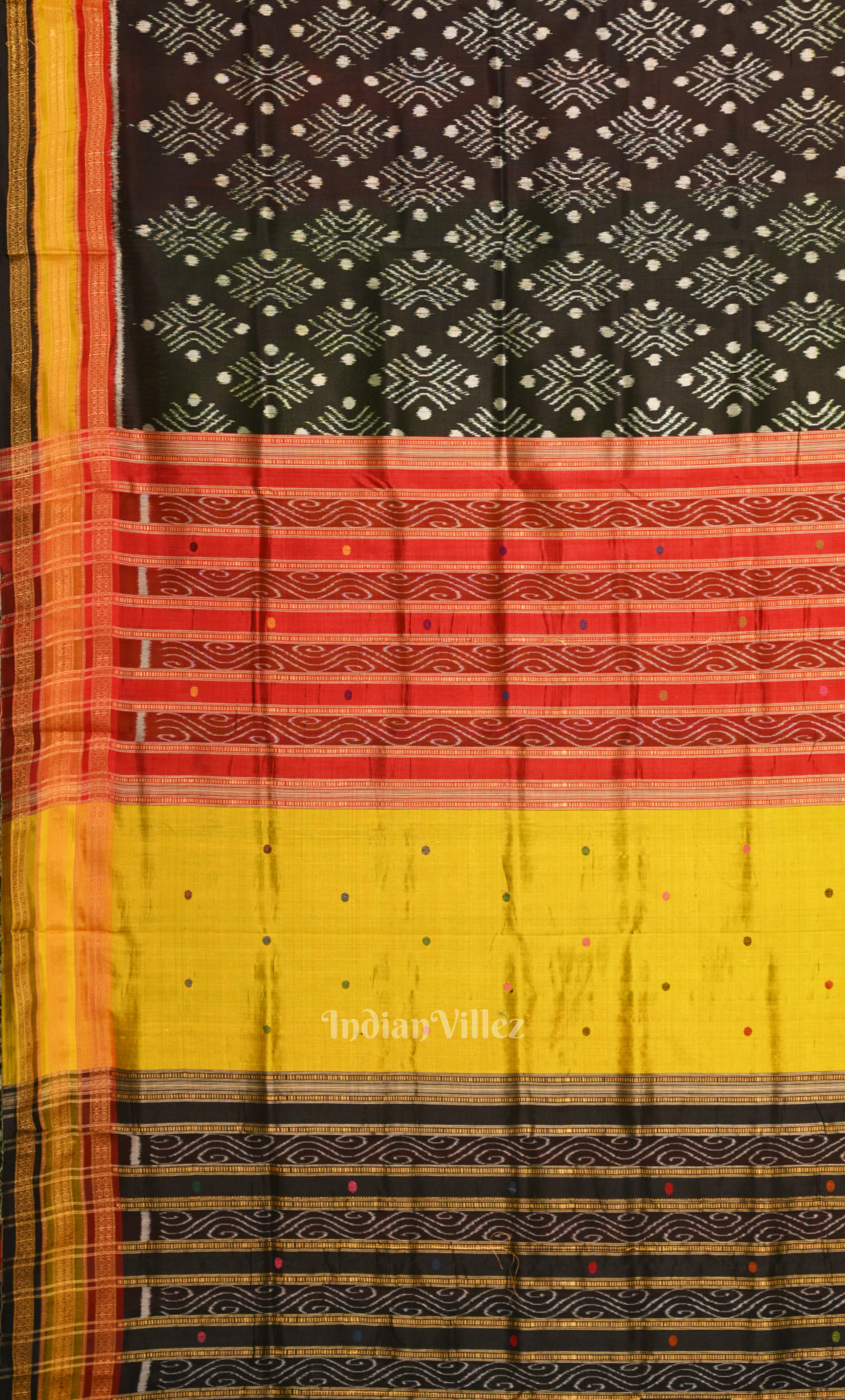 Black Kathiphera Odisha ikat Khandua Silk saree 