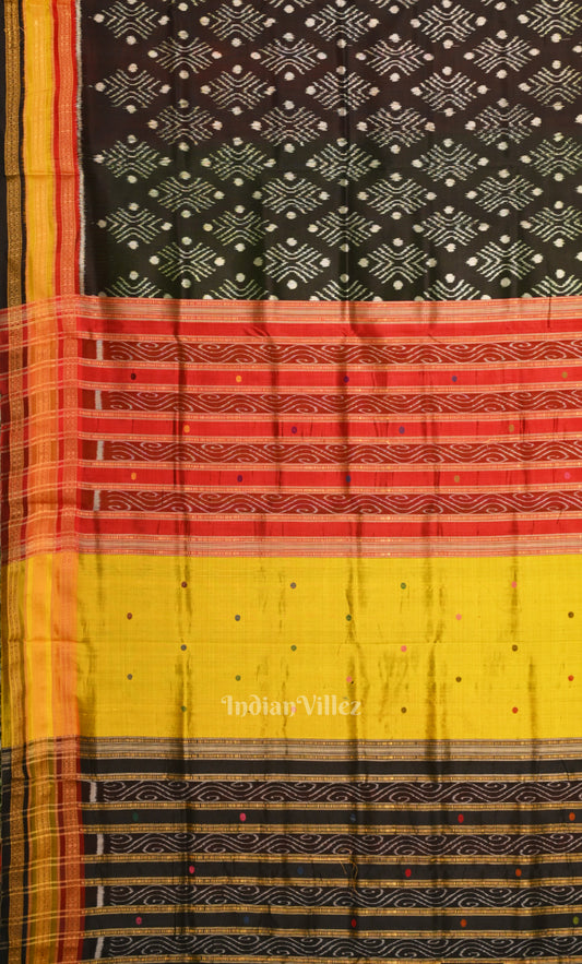 Black Kathiphera Odisha ikat Khandua Silk saree 