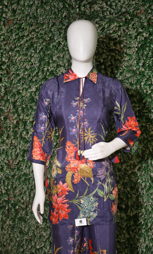 Designer Purple Kurta & Pant Set-(Co-Ords Set)