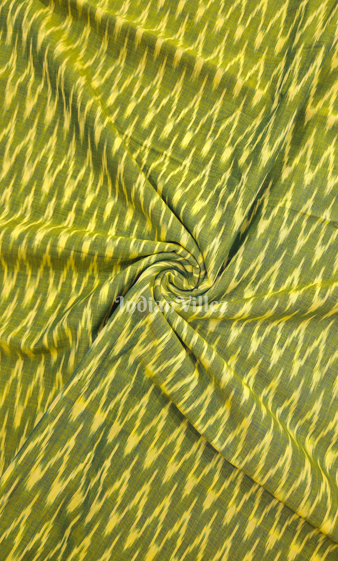 Olive Green Pochampally Ikat Cotton Fabric 