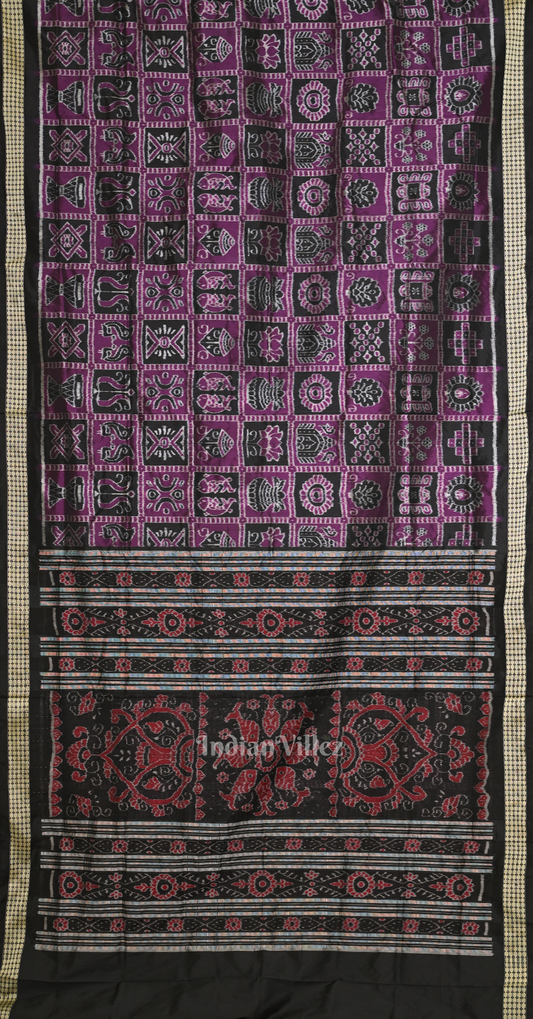 Exclusive Purple Black Nabakothi Odisha Ikat Sambalpuri Silk Saree 