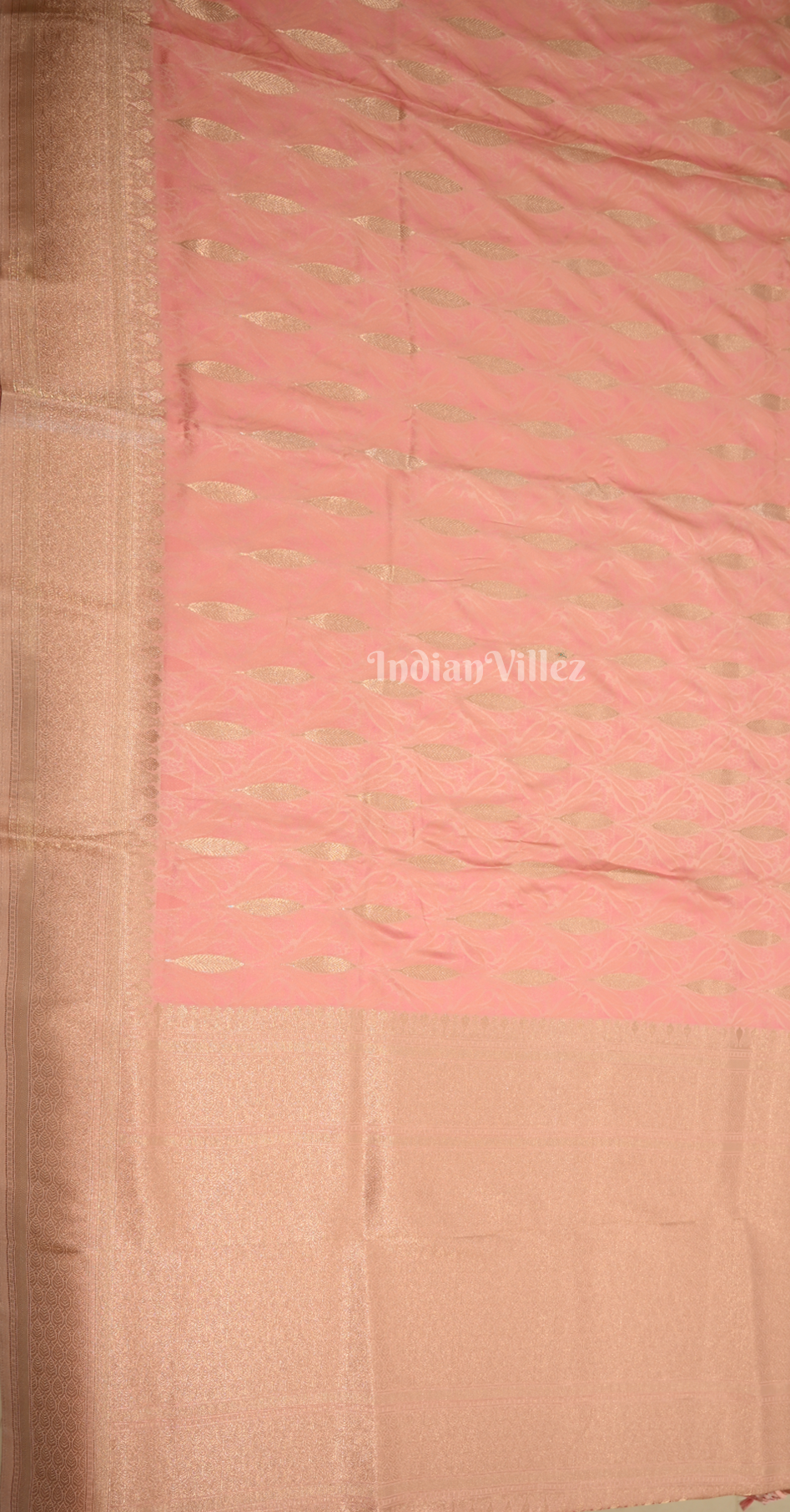 Salmon Pink Zari Banarasi Satin Silk Saree