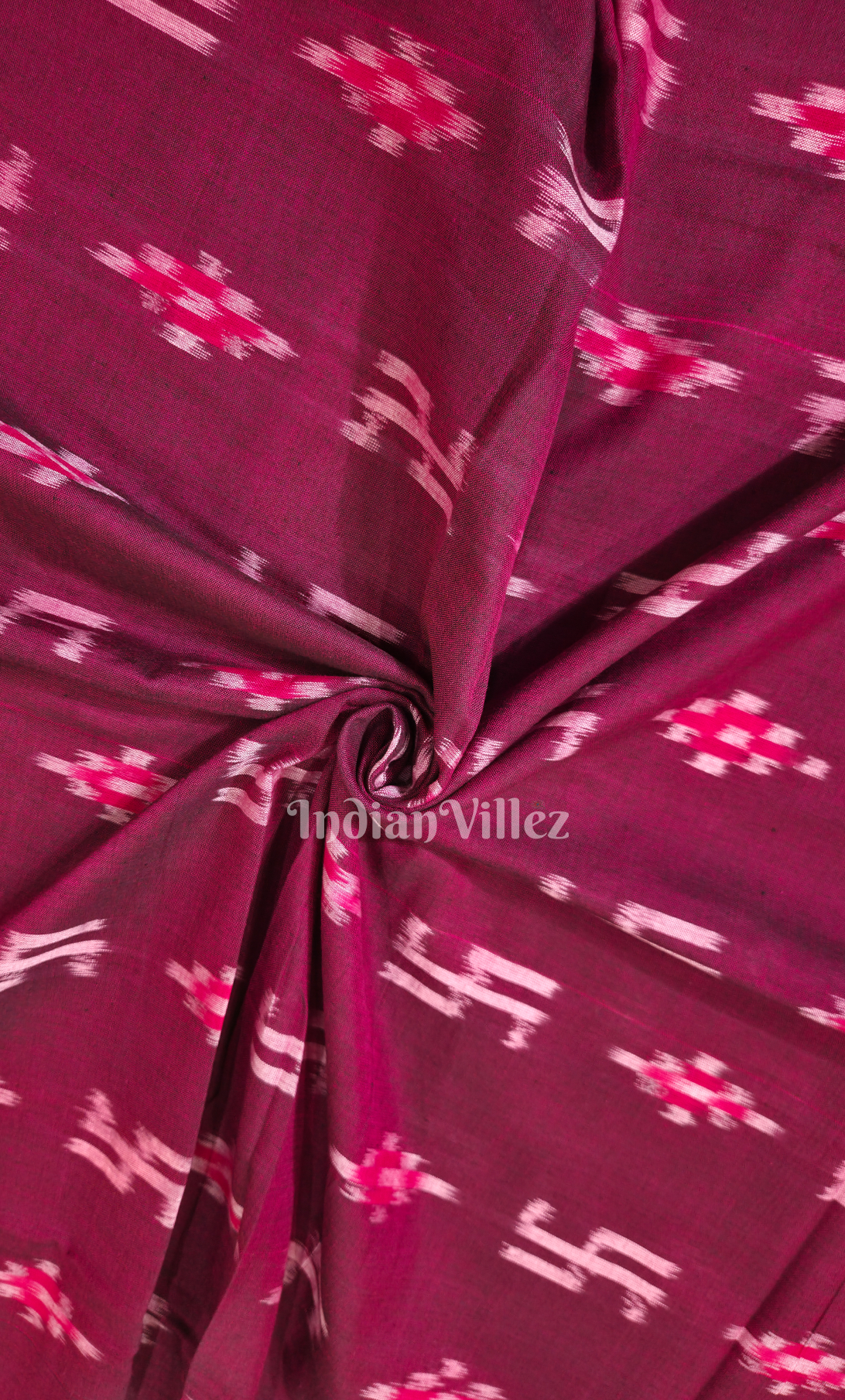 Maroon Swastik Pasapali Odisha Ikat Sambalpuri Cotton Fabric