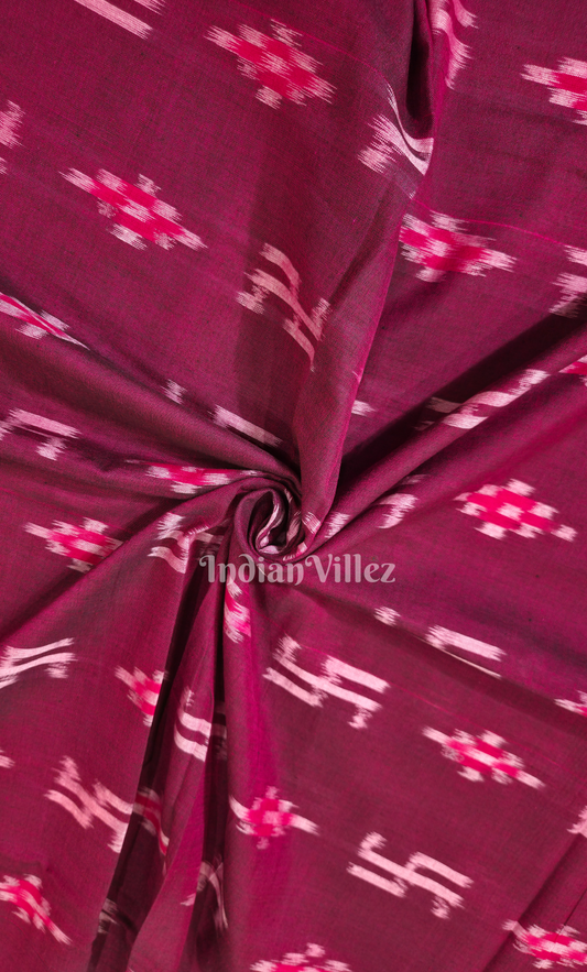 Maroon Swastik Pasapali Odisha Ikat Sambalpuri Cotton Fabric