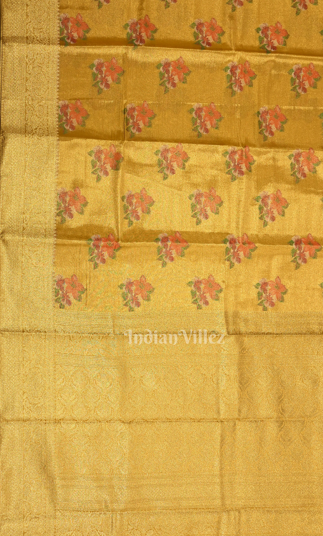 Yellow Digital Print Kanjivaram Silk Saree