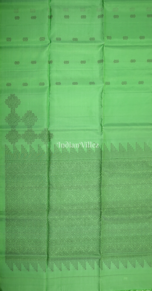 Parrot Green Pure Kanjivaram Soft Silk Saree