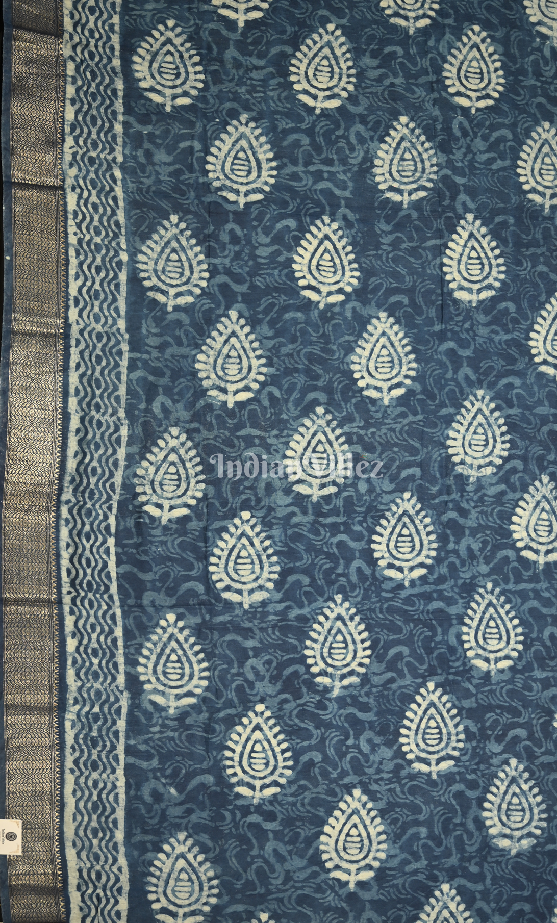 Blue White Dabu Block Printed Cotton Suit Sets 