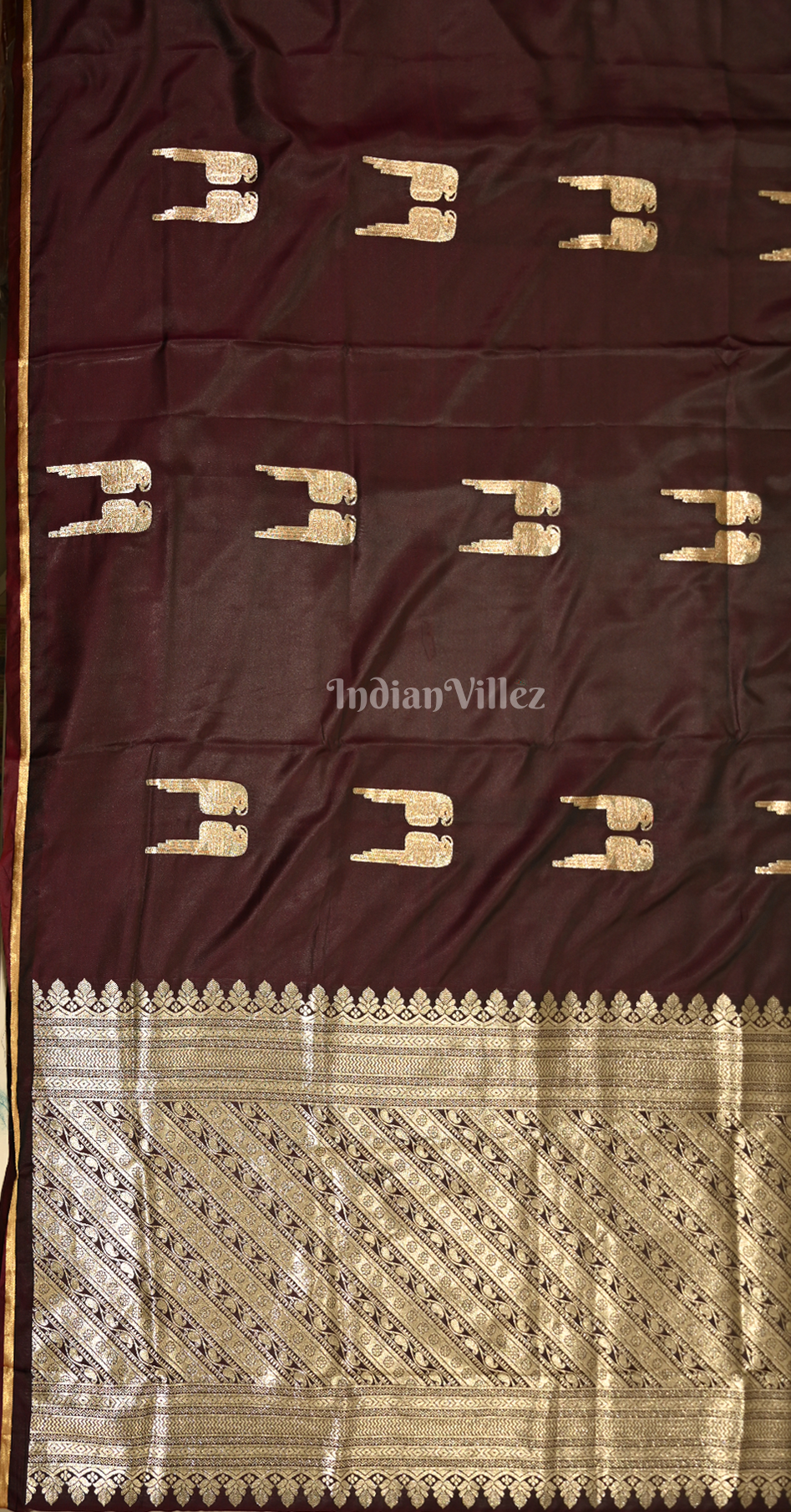 Maroon Mashru Satin Banarasi Silk Saree