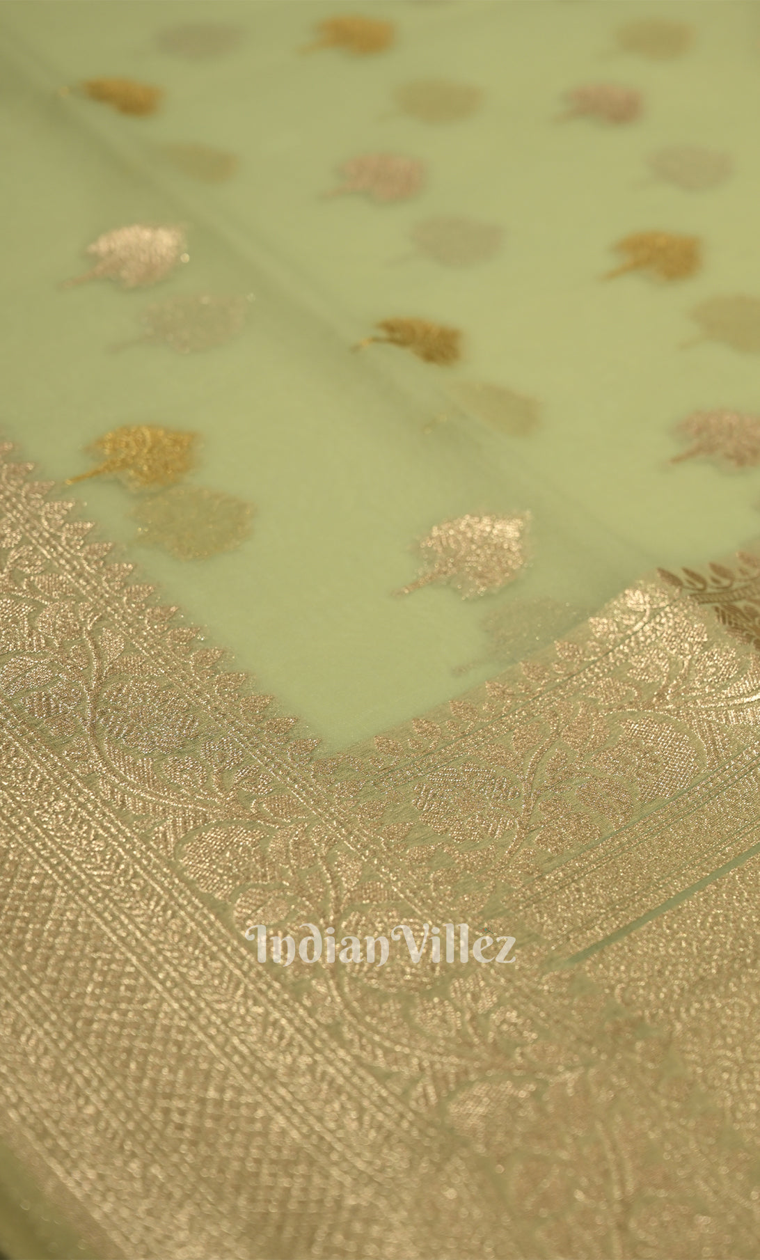 Mint Green Chanderi Silk Banarasi Saree 