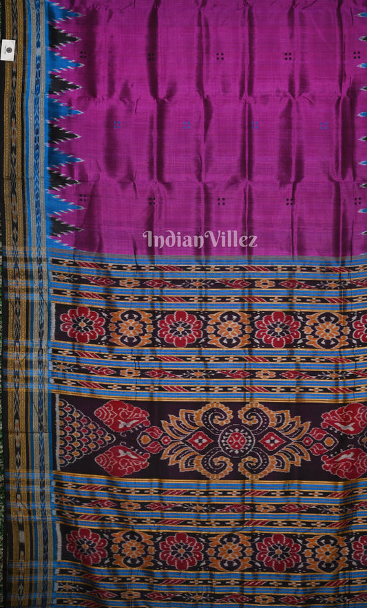 Purple Blue Buti Design Odisha Ikat Khandua Silk Saree 