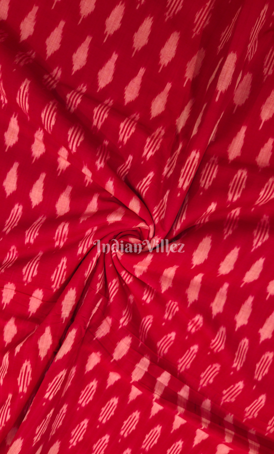 Red Pochampally Ikat Cotton Fabric 